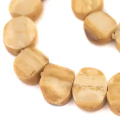 The Bead Chest Light Brown Bone Beads - Full Strand of Fair Trade African Beads (Circular, Light Brown)