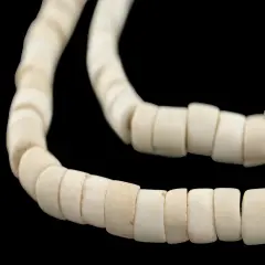 The Bead Chest White Goomba Beads 8mm Nigeria African Cylinder Glass Large Hole 24 Inch Strand Handmade