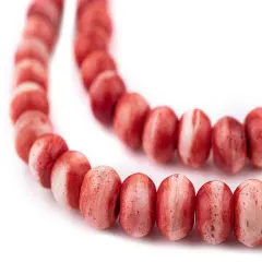 The Bead Chest Red Rustic Bone Mala Beads (8mm)