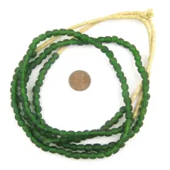 The Bead Chest African Recycled Glass Beads &ndash; Handmade in Ghana &ndash; Dark Green 7mm Strand for Jewelry Making, Crafts, and Home Decor I Approximately 66-73 Beads