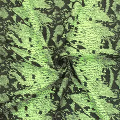 Neon Green-Black Famous Maker Stretch Reptile Jacquard Yoga Knit Fabric By the Yard