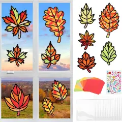 12 Pack Maple Leaf Craft for Kids Make You Fall Own Stained Glass