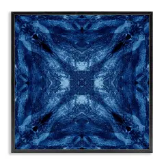 Stupell Industries Mirrored Blue Pattern Framed Giclee Wall Art Design by El Perkin
