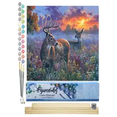 Figured'Art Paint by Numbers for Adults Deer couple 16"x20" - Craft Art Painting Rolled Canvas with DIY wooden frame