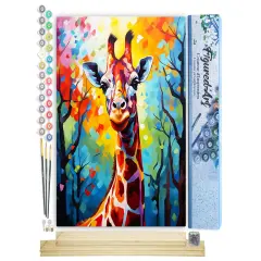 Figured'Art Paint by Number for Adults Colorful Abstract Giraffe 16"x20" - Craft Art Painting Rolled Canvas with DIY Wooden Frame