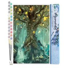 Figured'Art Paint by Numbers Kit for Adults Fairy tree 16"x20" - Craft Art Painting DIY Kit Rolled Canvas without frame