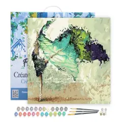 Figured'Art Paint by Numbers Kit for Adults with Frame Modern Dancers 16"x20" - Craft Art Painting DIY Kit Canvas Already Stretched on a Wooden Frame
