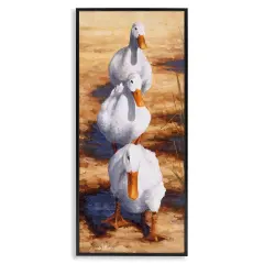 Stupell Industries Cluck Queue Duck Trio Framed Giclee Wall Art Design by Hilary Mayes
