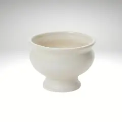 White Ceramic Compote Bowl &ndash; Pedestal Vase for Flowers-55216-00