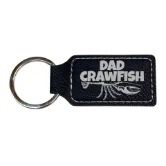 Keychain - Rectangle - Dad Crawfish - Leather Black/Silver