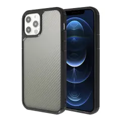 Insten Compatible with iPhone 12 Pro Max Case 6.7 inch (2020) Carbon Fiber Pattern, Matte Translucent PC & Flexible Frame Cover, Minimalist Design, Anti-shock, Full Body Protection, Black