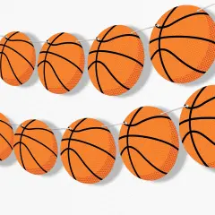 Big Dot of Happiness Basketball Garland Banner, Sports Birthday Party or Baby Shower Decorations Banner, 30 Feet of Cord, 15 Double-Sided Orange Basketballs