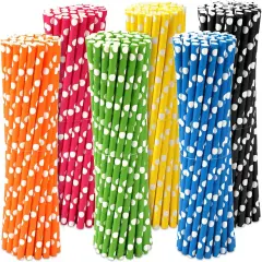 Biodegradable Paper Straws for Drinking - 120pcs - Recyclable Multi Colored Party Straw Set