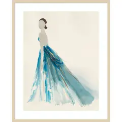 Blue Dress II by Lily k Wood Framed Wall Art Print