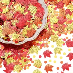 Thanksgiving Fall Maple Leaf Confetti - Foil Metallic Sequins for Autumn Holiday Party Supplies
