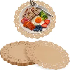 100 Pcs Paper Doilies for Table, Round Paper Placemats Disposable for Tableware Decor, 13.5 Inches Lace Place Mats for Birthday Wedding Banquet Party-01