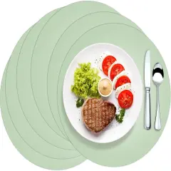 50 Pcs Sage Geen Disposable Paper Placemats Sage Round Paper Table Mats Green Paper Doilies Decorative Placemats Bulk Paper Charger for Wedding Banquet Party Dining Table Decor