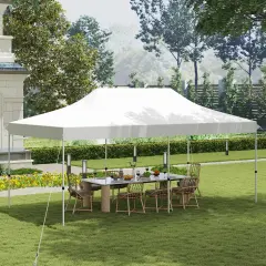 10x20 Feet Pop Up Foldable and Portable Outdoor Gazebo with Carry Bag Ideal for Party or Wedding Ceremony White