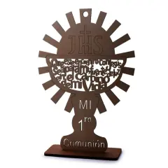 12pcs Wood Religious Centerpiece Cross JHS Chalice Communion Brown