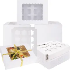 24 PCS White Cupcake Boxes, 12 Count Cupcake Containers with Window and Insert, 12.7 x 9.8 x 3.7 Inch Cupcake Holder Easy Transport and Presentation Ideal for Cupcakes, Desserts, and More