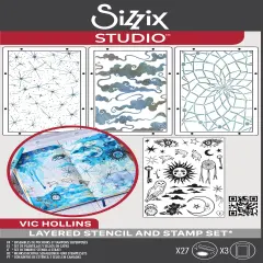 Sizzix Studio Stamp 27/Pkg and Stencils 3/Pkg by Vic Hollins-Dreamscape