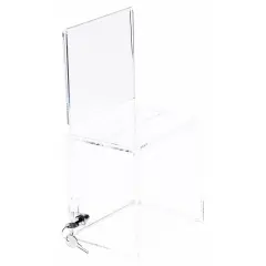 Plymor Clear Acrylic Locking Ballot / Collection Box + Sign Holder, 6.25" W x 4.5" D x 6" H (Holds 5.75" x 5" Sign)