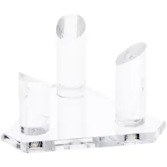 Plymor Clear Acrylic Beveled Triangular Display Base with 3 Display Prongs for Geode, Mineral or Crystal Cluster, 3.75" W x 3.25" D x 2" H