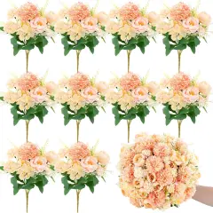 12 Bundles Peonies Artificial Flowers (Orange)