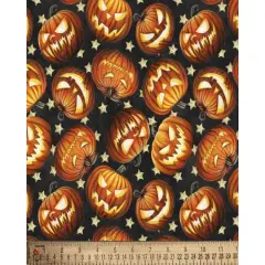 Halloween Spooky Jack-O-Lanterns Cotton Fabric | By The Yard | Sewing and Crafting | 44 inches wide