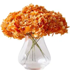 Orange Hydrangea Silk Flower 10 Heads Artificial Hydrangea