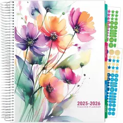 Deluxe Teacher Planner Notebook 8.5x11 (Rainbow Floral)
