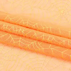 1 Yard 36" x 60" Spiderweb Foiled Mesh Spandex Fabric 100 GSM Oranqe/Gold - UV