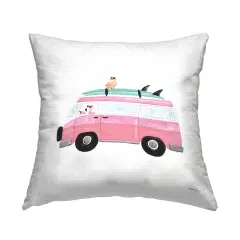 Summer Birds & Van Outdoor Printed Pillow Design by Rachel Nieman, 18 x 7 x 18