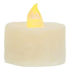 Set of 6 Ivory Flameless LED Tealights with Rustic Wax Coating and Realistic Flame Tip