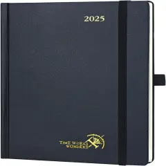 2025 Planner (Medium Size 8.5''x 6.5'' Hardcover) - Daily Weekly and Monthly Calendar Agenda 2025 Appointment Book with Hourly Time Slots, Monthly Tabs, 100 GSM - Black