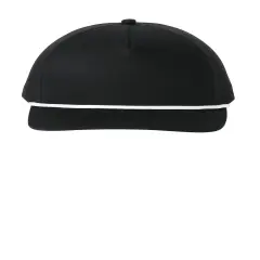 Port Authority&reg; Snapback Five Panel Rope Cap Black/ White