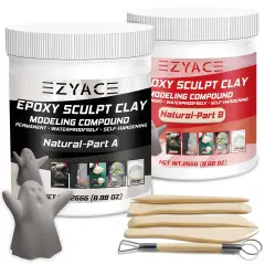 Epoxy Clay, Epoxy Sculpt Modeling Clay, Epoxy Sculpt Clay, 2 Part Modeling Compound (A & B) of Magic Sculpt Clay, Magic Sculpt Epoxy Clay for Sculpting, Modeling, Building and Repairing, Natural