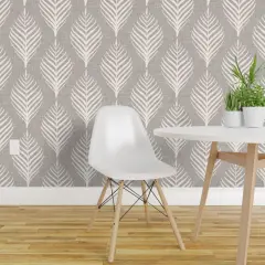 Peel & Stick Wallpaper 2FT Wide Neutral Botanical Modern Beach Tropical Large Scale Bohemian Island Minimal Palm Leaf Taupe Beige Cream Custom Removable Wallpaper by Spoonflower