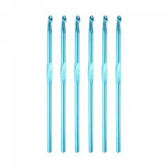 Aluminum Crochet Hook 5mm US Size H (Size 8) Knitting Needles for DIY Craft Yarn Blue 6Pcs