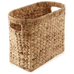 Magazine Holder Basket with Handles, Woven Storage Bin for Bathroom, Home Office Natural