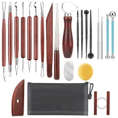 23PCS Clay Tools Sculpting, Ceramic & Pottery Modeling Tool, Ceramics Tools Set, Polymer Tools Kit, Air Dry Clay Tools for Carving, Molding, Pottery Wheel, Crafting Supplies, Pros, Beginners, Adults