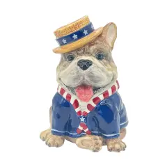 Blue Sky Clayworks Patriotic 4th of July I Love Parade Bulldog 10" Large Dog Figurine