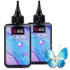 UV Resin,200g Low Viscosity Crystal Clear Ultraviolet Thin Epoxy Resin, Quick-Curing&Low Shrinkage UV Resin Kit for Crafts, Jewelry Making, Casting