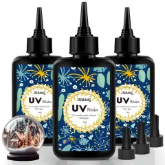 OSBANG Crystal Clear Hard UV Resin Upgraded Formula Ultraviolet Fast Curing Resin for Jewelry Making Craft Decoration, Hard Transparent Glue Solar Cure Sunlight Activated Resin Casting & Coating（300g）
