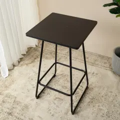 41"H Industrial Modern Square Wood Top Bar Height Pub Tables Black