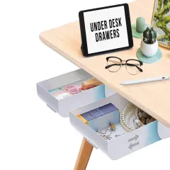 Desk Oasis 2 Pack Under Desk Storage, Plastic Desk Accessories, Slide Out Desk Drawer Attachment - Plastic Desk Accessories, Under Desk Drawer |Hidden Self Adhesive Drawer for office Home