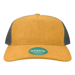 LEGACY&reg; Five-Panel Trucker Cap Mustard Cord/Dk Gry