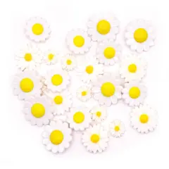 Pure Daisy Craft Embellishments White Floral Shank-Back & Flat-Back Buttons 24pcs