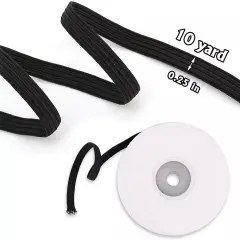 Elastic Band 1/4'' Wide 10yd,Stretch Strap,High Elastic Cord,for Sewing Crafting Black
