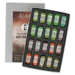 Richeson Soft Handrolled Pastels - Mid Darks 5, Set of 20